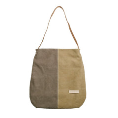 Khaki Canvas Splicing Tote Bag Canvas Womens Handbag Canvas Tote Shoulder Bag for Men Women