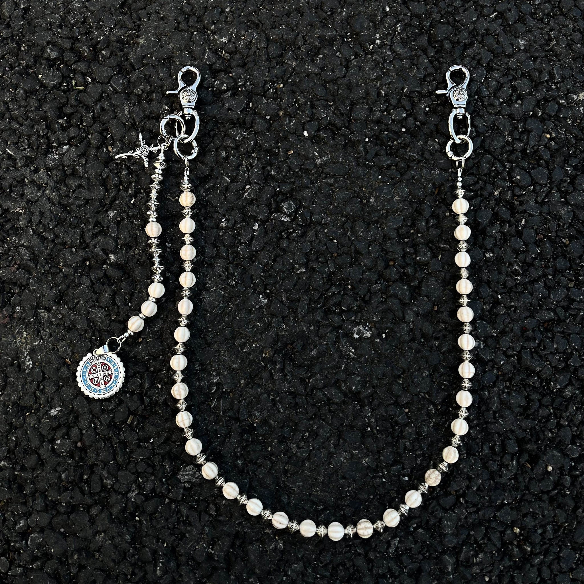 Long Ball Wallet Chains for Women White Ball Wallet Chain Beaded Wallet Chain