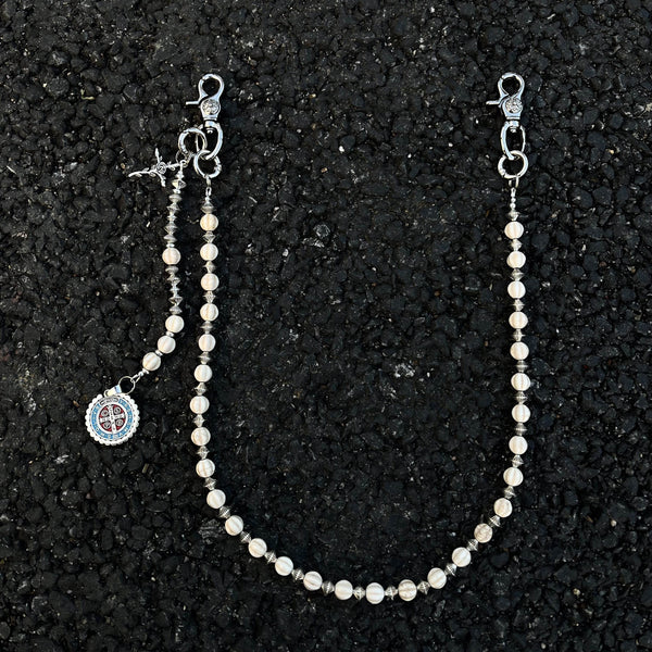 Long Ball Wallet Chains for Women White Ball Wallet Chain Beaded Wallet Chain