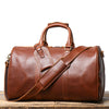 Dark Brown Weekend Bag Large Leather Weekender Bag for Men Long Weekend Shoulder Bag - iwalletsmen