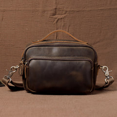 Mens Small Crossbody Bag with Handle Small Mens Crossbody Bag Brown Leather Small Crossbody Bag for Men - iwalletsmen