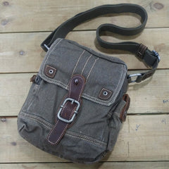 Mens Canvas Side Bag Canvas Vertical Messenger Bag Gray Small Courier Bag Shoulder Bag for Men