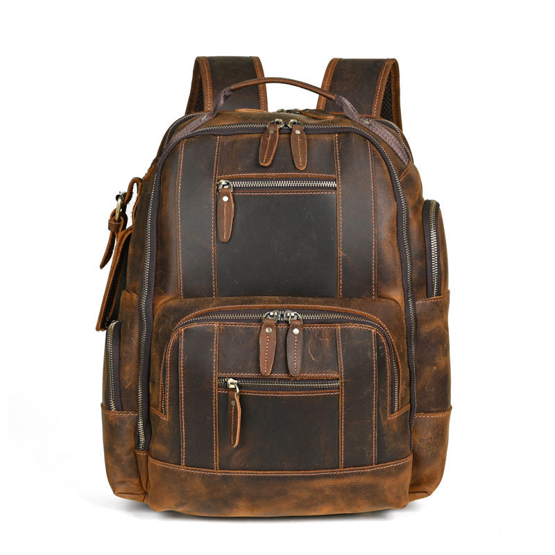 Dark Brown Large Leather 24L Huge Backpack for Laptop – iwalletsmen