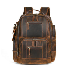 Brown Large Leather 24L Huge Backpack - iwalletsmen