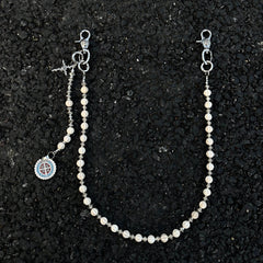 White Ball Wallet Chain Long Ball Wallet Chains for Women Beaded Wallet Chain