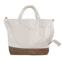 White&Khaki Canvas Shoulder Tote Bag