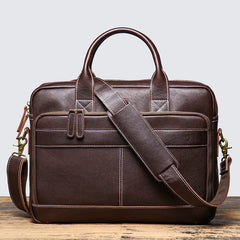 Dark Brown Leather 14 inches Laptop Briefcase Brown Leather Briefcase for Men - iwalletsmen