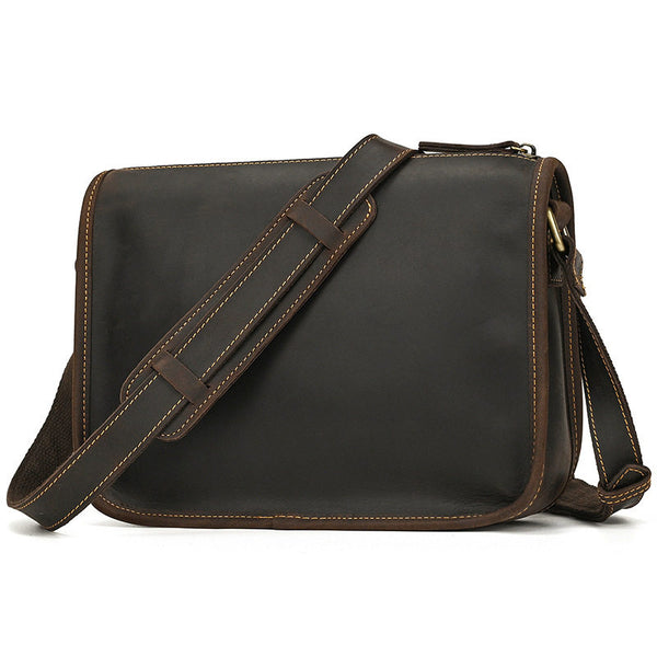 Dark Brown Vintage Leather Messenger Bag 