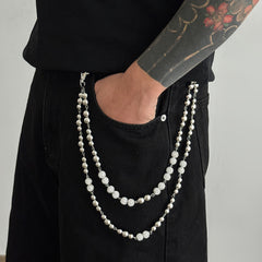 Diamond Double Wallet Chain Beaded Wallet Chain - iChainWallets