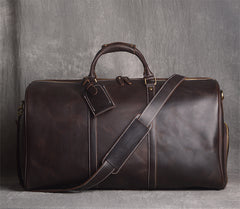 Cool Mens Leather Large Weekender Bag Duffle Bag Vintage Large Travel Bag for Men