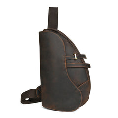 Dark Brown Leather Sling Bag for Men 