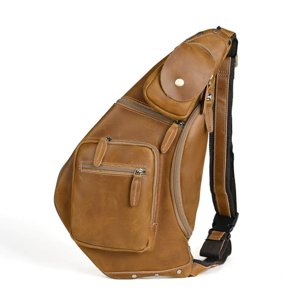 Brown Leather Sling Bag for Men