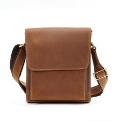 Brown Vertical Messenger Bag for Men 