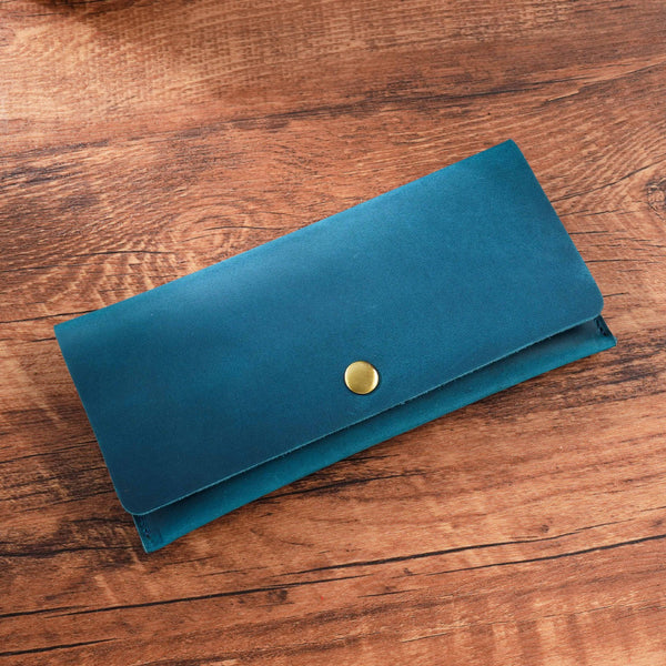 Blue Leather Flap Wallet for Men