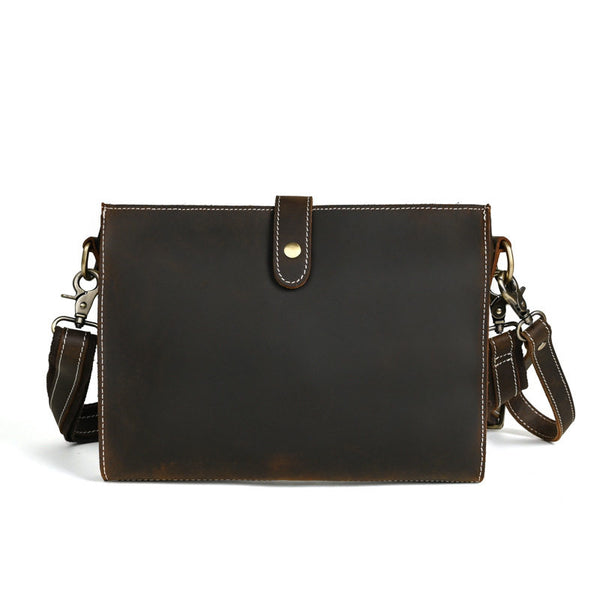 Brown Mens Leather Clutch Bag with Wrist Strap - iwalletsmen
