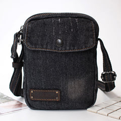 Blue Denim Small Side Bag Mens Denim Vertical Phone Shoulder Bag Vintage Denim Mini Crossbody Bag For Women