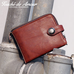Handmade Mens Cool billfold Leather Wallet Men Small Wallets Bifold for Men