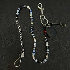 Blue Ball Pants Chain Ball Wallet Chain Stone Beaded Wallet Chain Long Bead Wallet Chain - iChainWallets