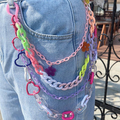 Colorful Light Up Double Jeans Chain - side view - iwalletsmen