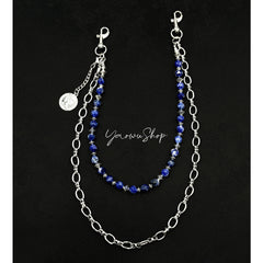 Beaded Wallet Chain Womens White Stone Wallet Chain Double Wallet Chain - iChainWallets