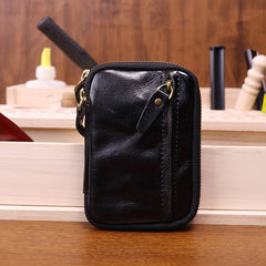 Black Leather Key Ring Wallet Mens Leather Key Wallet for Men - iwalletsmen