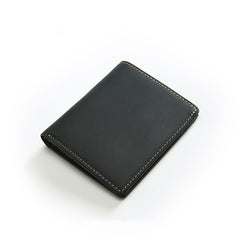 Vintage Blue Leather Men's Bifold Slim Wallet Front Pocket Wallet Billfold Wallet For Men