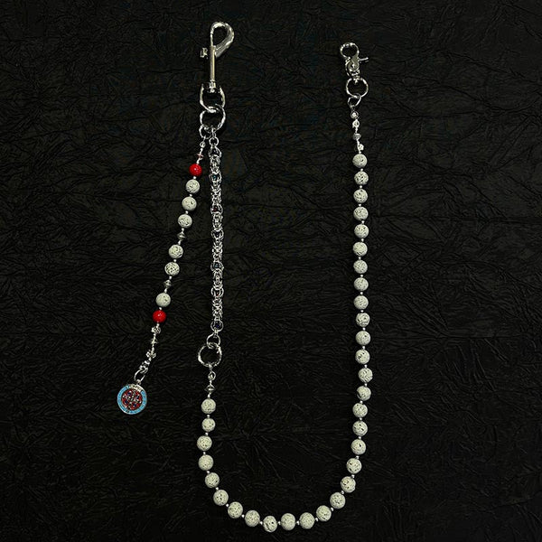 Gray Lavastone Beaded Wallet Chain Long Bead Wallet Chain for Women - iChainWallets