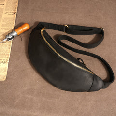 waist packs​ Black Cool Leather Mens Fanny Pack Hip Pack Bum Pack Waist Pack Bag For Men