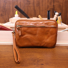 Brown Leather Wristlet Clutch Wallet for Men Leather Phone Clutch Wallet - iwalletsmen