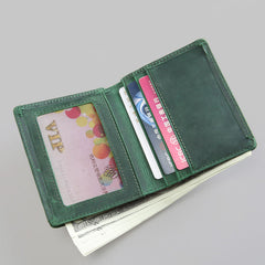 Vintage Red Brown Leather Men's Bifold Slim Wallet Front Pocket Wallet Billfold Wallet For Men