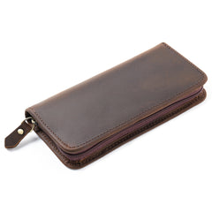 Dark Brown Leather Fountain Pen Case Luxury Leather Pen Case - iwalletsmen