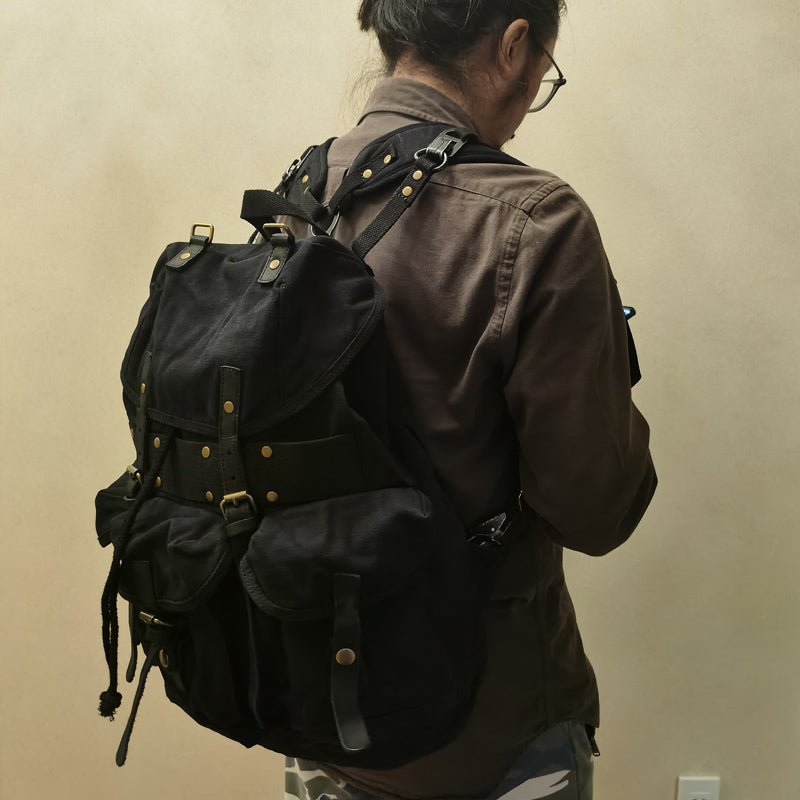 army green canvas travel rucksack backpack Army Green Canvas Travel Backpack for Men Canvas EDC Backpack Mens Can – iwalletsmen