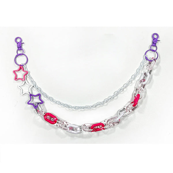 Cute Womens Star Plastics Jeans Chain Colorful Light Double Layers Panties Chains For Women