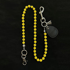 Yellow Beaded Wallet Chain Beaded Pants Chain Lavastone Bead Wallet Chain - iChainWallets