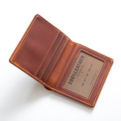 Vintage Black Leather Men's Bifold Slim Wallet Front Pocket Wallet Billfold Wallet For Men