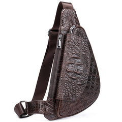 Crocodile pattern Leather Sling Bag For Men 