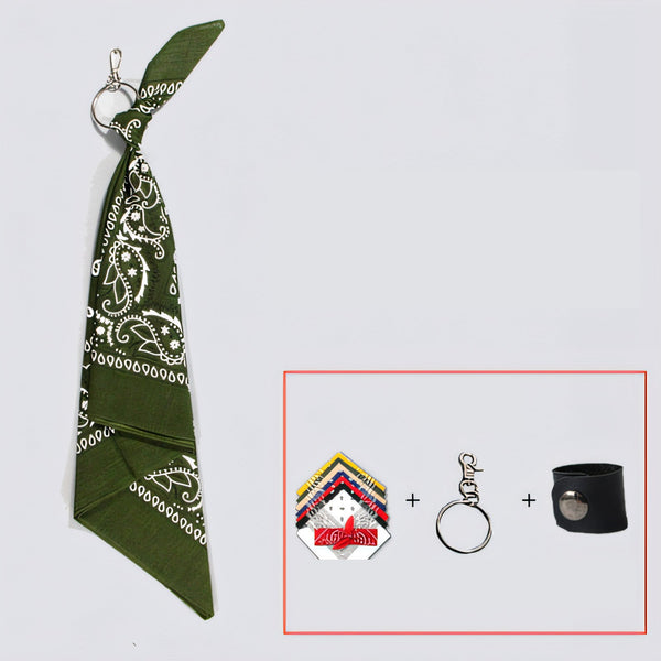 Green Paisley Bandana Pants Chain Kerchief Trousers Chain Biker Headscarf Jeans Chain Pants Chain