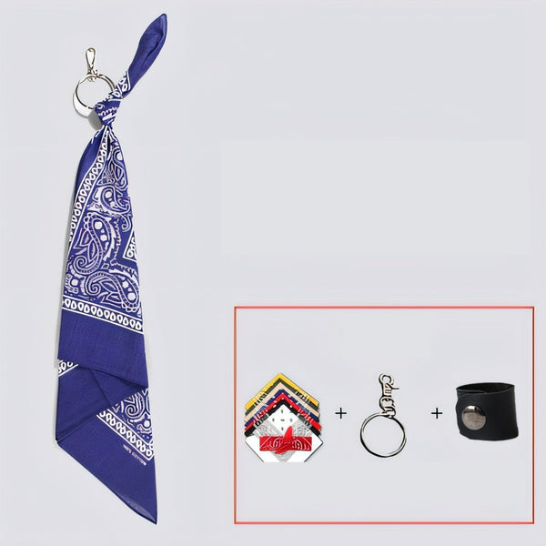 Blue Paisley Bandana Pants Chain Kerchief Trousers Chain Biker Headscarf Jeans Chain Pants Chain