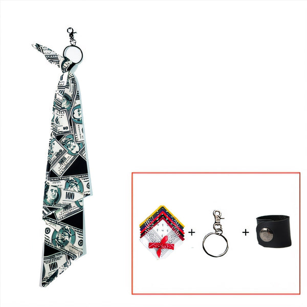 Dollar Pattern Paisley Bandana Pants Chain Kerchief Trousers Chain Biker Headscarf Jeans Chain Pants Chain