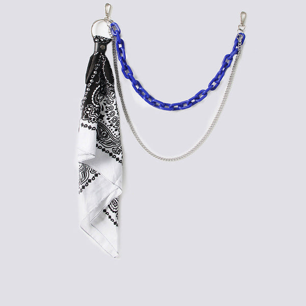 Navy Paisley Bandana Resin Trousers Chain Pants Chain Biker Kerchief Headscarf Jeans Chains