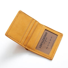 Vintage Tan Leather Men's Bifold Slim Wallet Front Pocket Wallet Billfold Wallet For Men