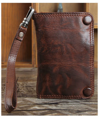 Genuine Leather Mens Chain Biker Wallet Cool Leather Wallet Small Wallets for Men - iwalletsmen