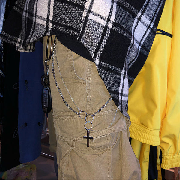 Double Mens Cross Wallet Chain Double Biker Wallet Chain Unique Silver Necklace Chain For Women