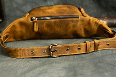 Vintage Brown Leather Men's Fanny Pack Brown Chest Bag Waist Bag For Men