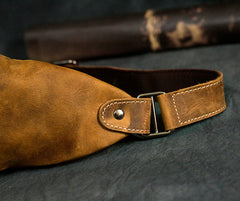 Vintage Tan Leather Men's Fanny Pack Brown Chest Bag Waist Bag For Men