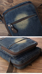 Vintage Womens Blue Denim Vertical Side Bags Denim School Shoulder Purse for Women