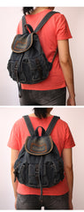 Vintage Womens Denim Backpacks School Backpack Blue Denim School Rucksack For Women