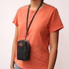 Vintage Womens Denim Mini Pouch with Shoulder Strap Denim Small Phone Purse for Women