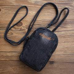 Vintage Womens Denim Mini Pouch with Shoulder Strap Denim Small Phone Purse for Women