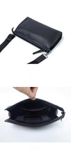 Black Leather Crossbody Bag For Men